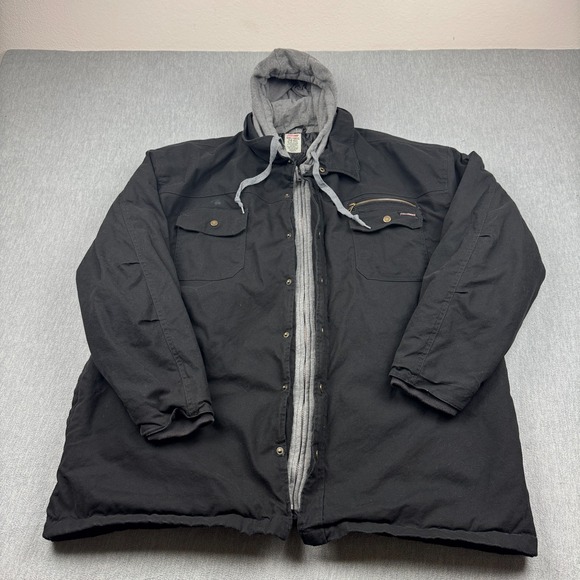 Genuine Dickies Mens Shirt Jacket 4XL Black Duck Hooded Canvas Full Zip Outdoor - Picture 1 of 11